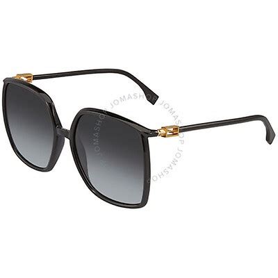 Fendi Grey Square Ladies Studded Sunglasses FF 